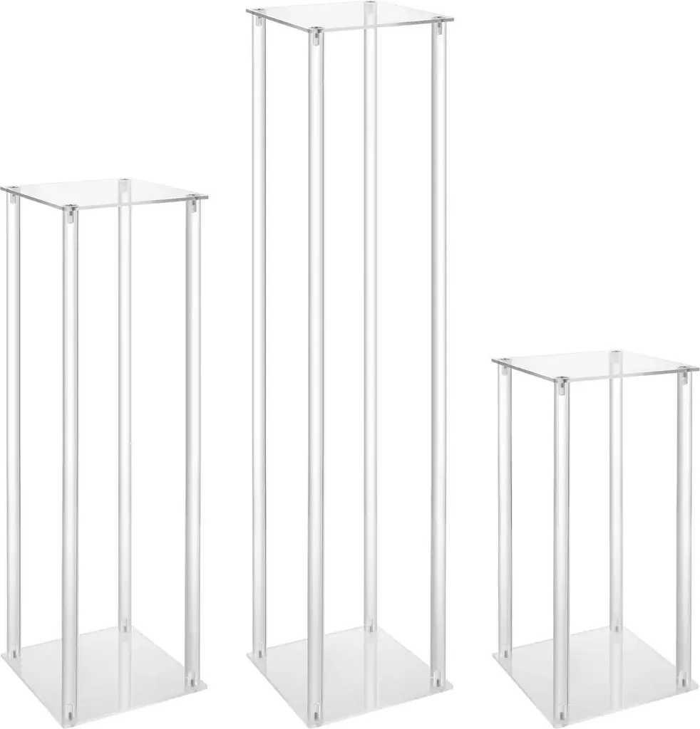 Supports de fleurs en métal blanc pour centres de table de mariage - Lot de 3