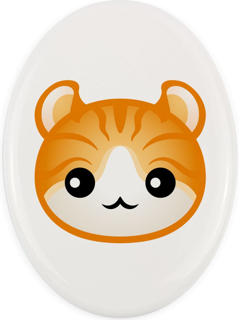 Amerikanisch Lockig - Grabplatte aus Keramik mit Grafik und Schriftzug der Marke Art-Dog