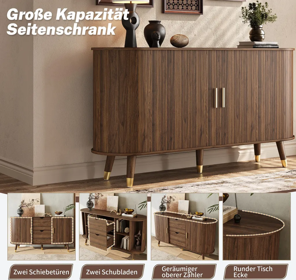 Commode de rangement multifonctionnelle avec pieds en bois massif - 7