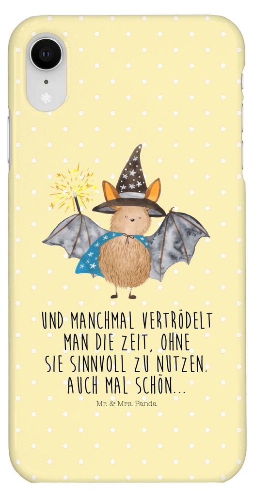 Mr. & Mrs. Panda Iphone XR Handyhülle Fledermaus Zauberer - Gelb Pastell - Geschenk, Lustige Sprüche, Handy Case, Reinsteigern, Frauen, Fledermä...