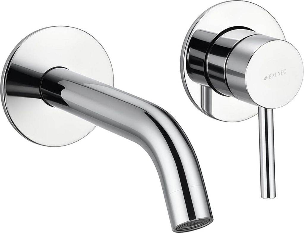 Balneo Wasserhahn Waschtischarmatur für Wandmontage silber Edelstahl | Einhandmischer für Waschbecken Unterputz CASCADE CHROM