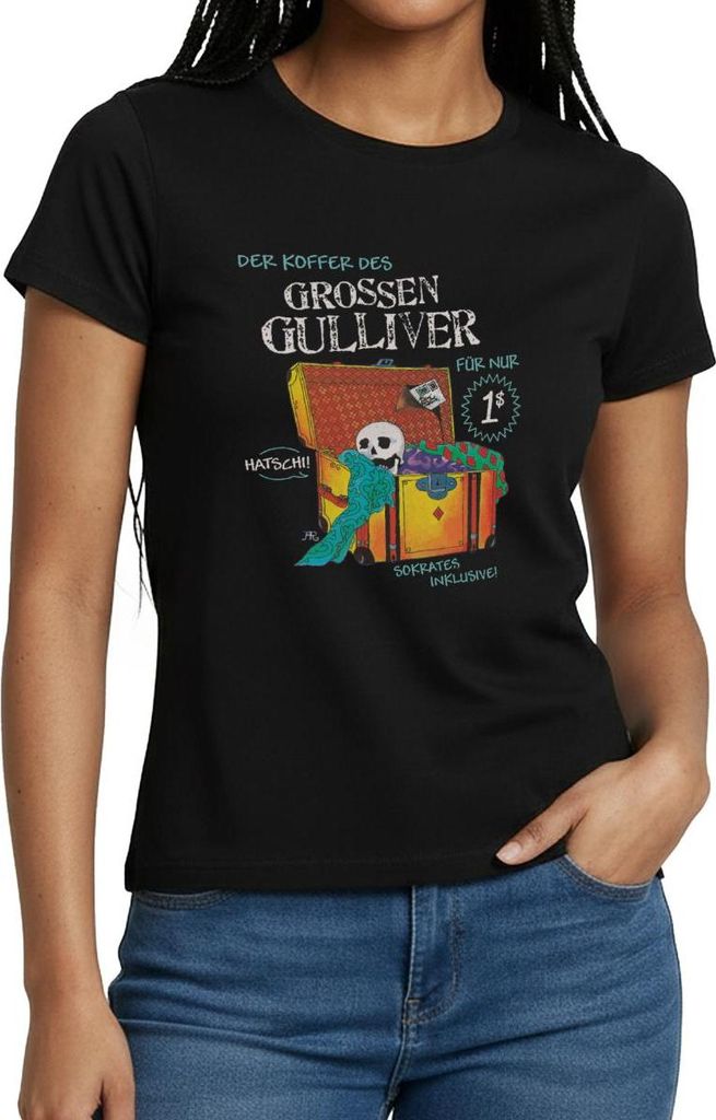 Spreadshirt Die Drei Fragezeichen Und Der Sprechende Totenkopf Frauen T-Shirt, XXL, Schwarz