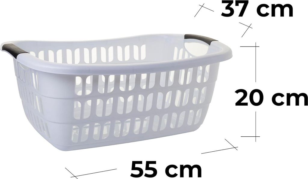 Wäschekorb-Set BASKLINE – 3er Set – 30 L – hellgrau – 55 × Produktbild 
