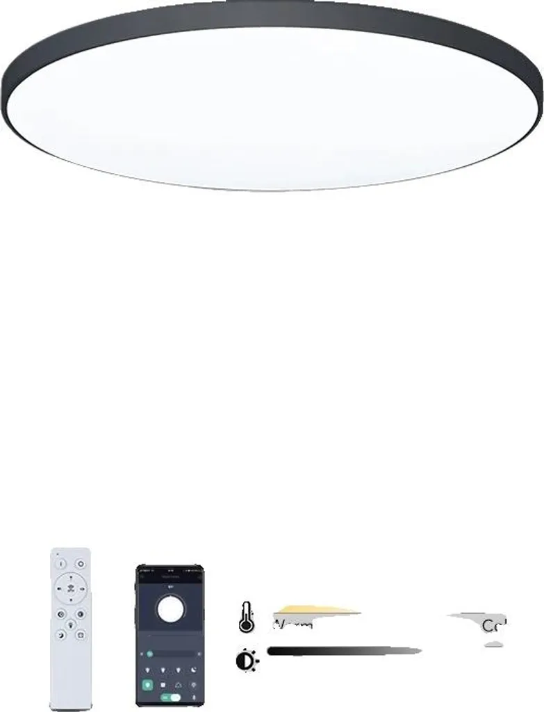 Plafonnier pour salon et chambre avec éclairage réglable noir