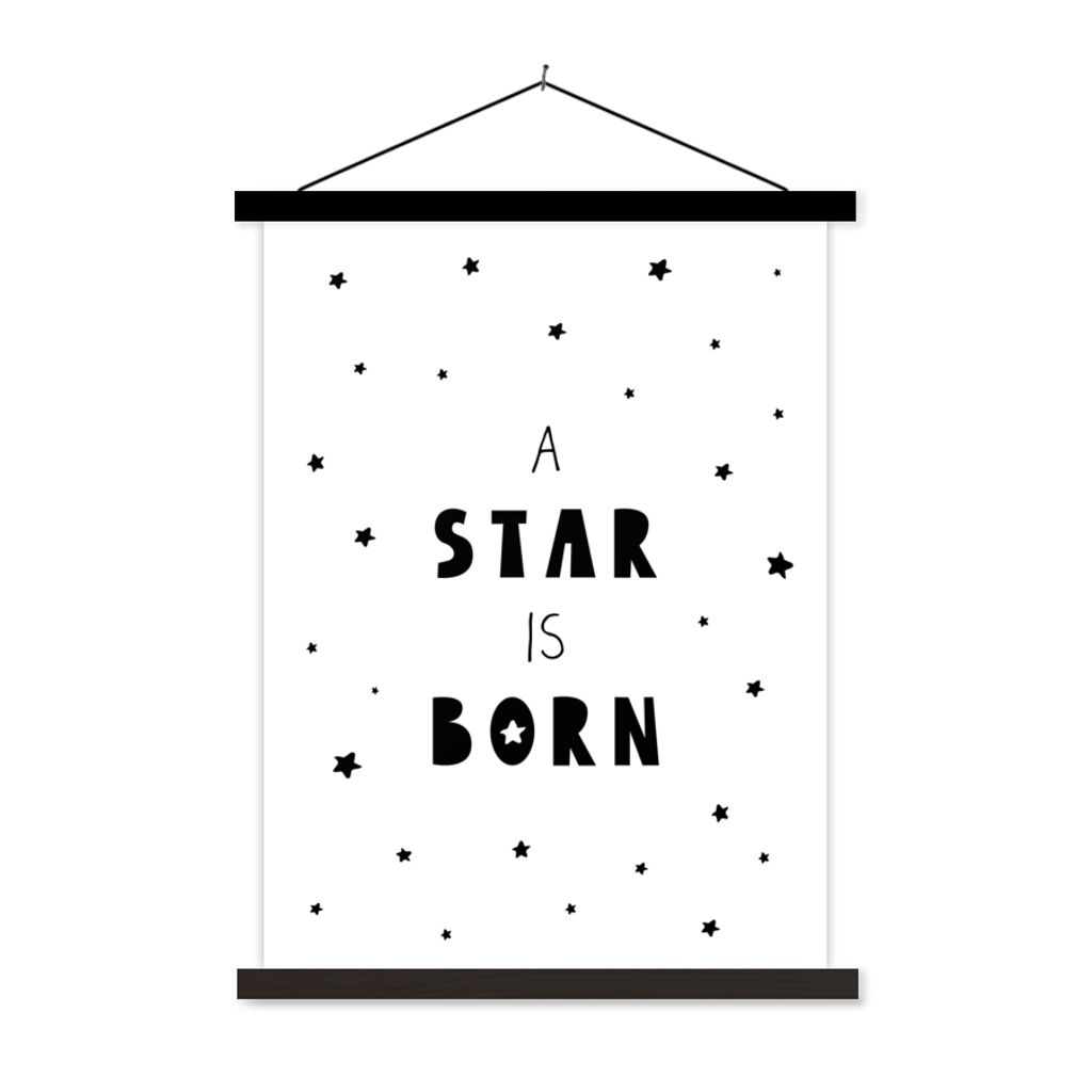 MuchoWow Textilposter Zitate - Ein Stern ist geboren - Baby - Kinder - Sprichwörter 40x53 cm mit schwarzem Rahmen - Abbildung