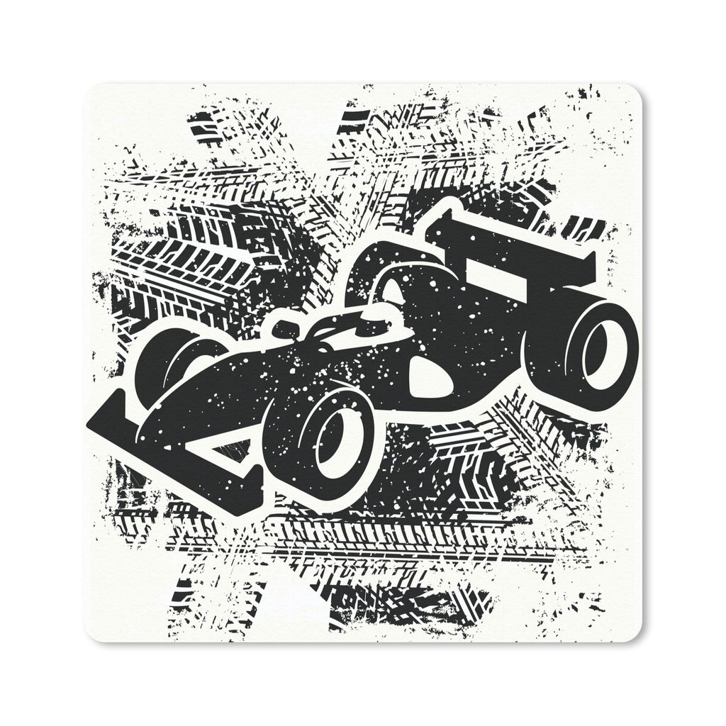 MuchoWow Mauspad Mousepad Eine künstlerische Illustration eines schwarz-weißen Formel-1-Rennwagens 20x20 cm - Mousepads - Maus Mat - Pad - Maus...