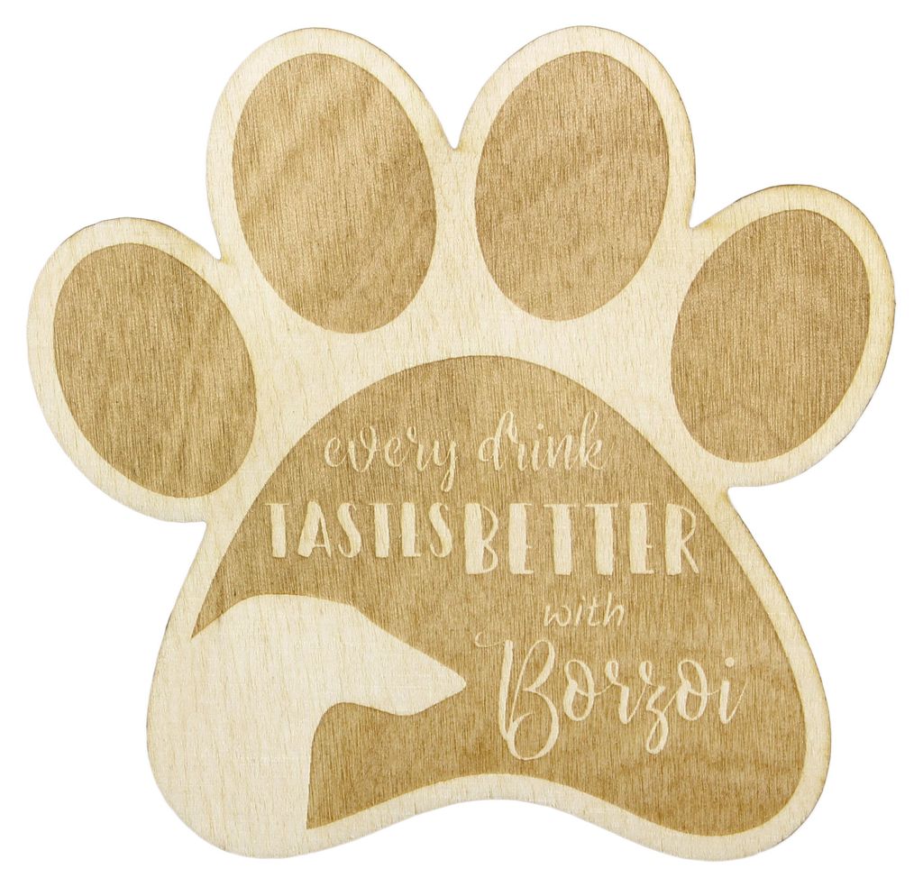 Barsoi, Russischer Jagdwindhund, Barzaia II - Tasse Untersetzer, graviert Untersetzer mit Hund, Geschenk für Hundeliebhaber von Art-Dog Marke