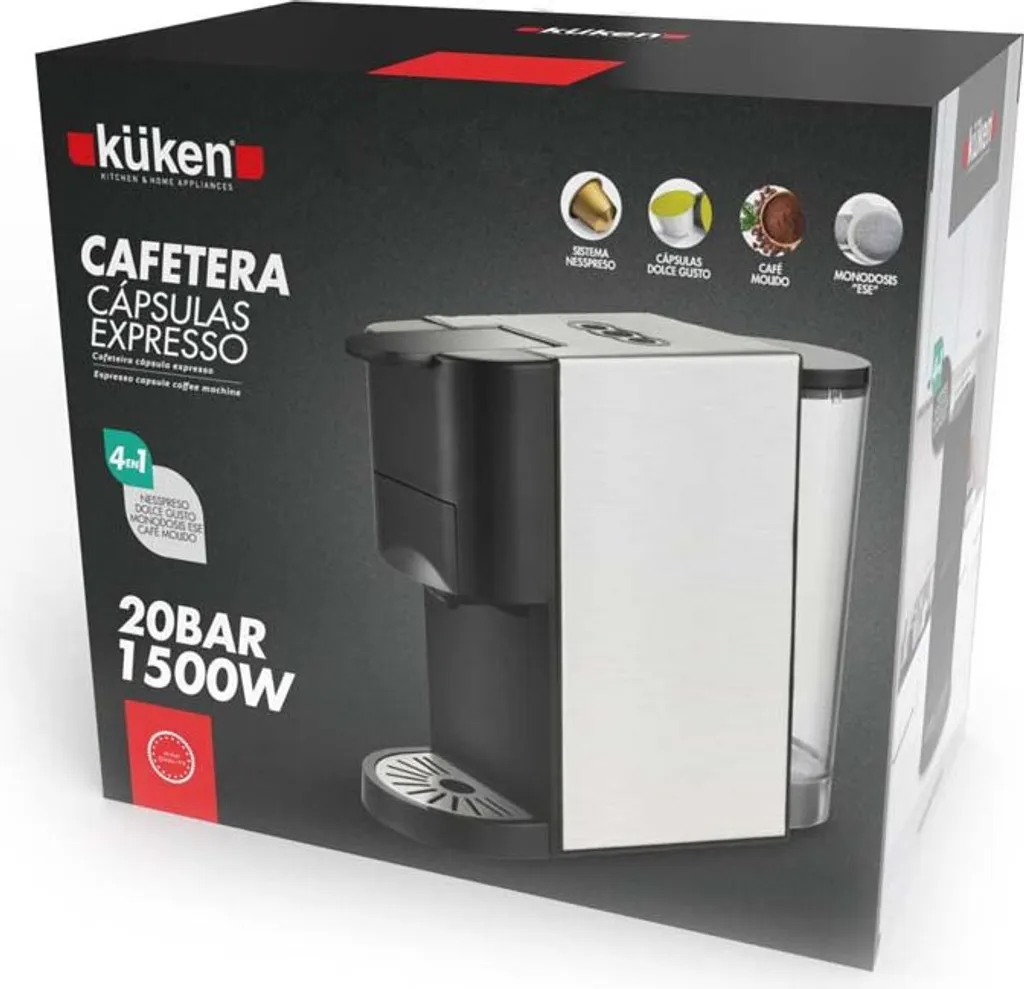 Machine à café à capsules Küken 34355 GOLD - Cafetière compacte 19 bars