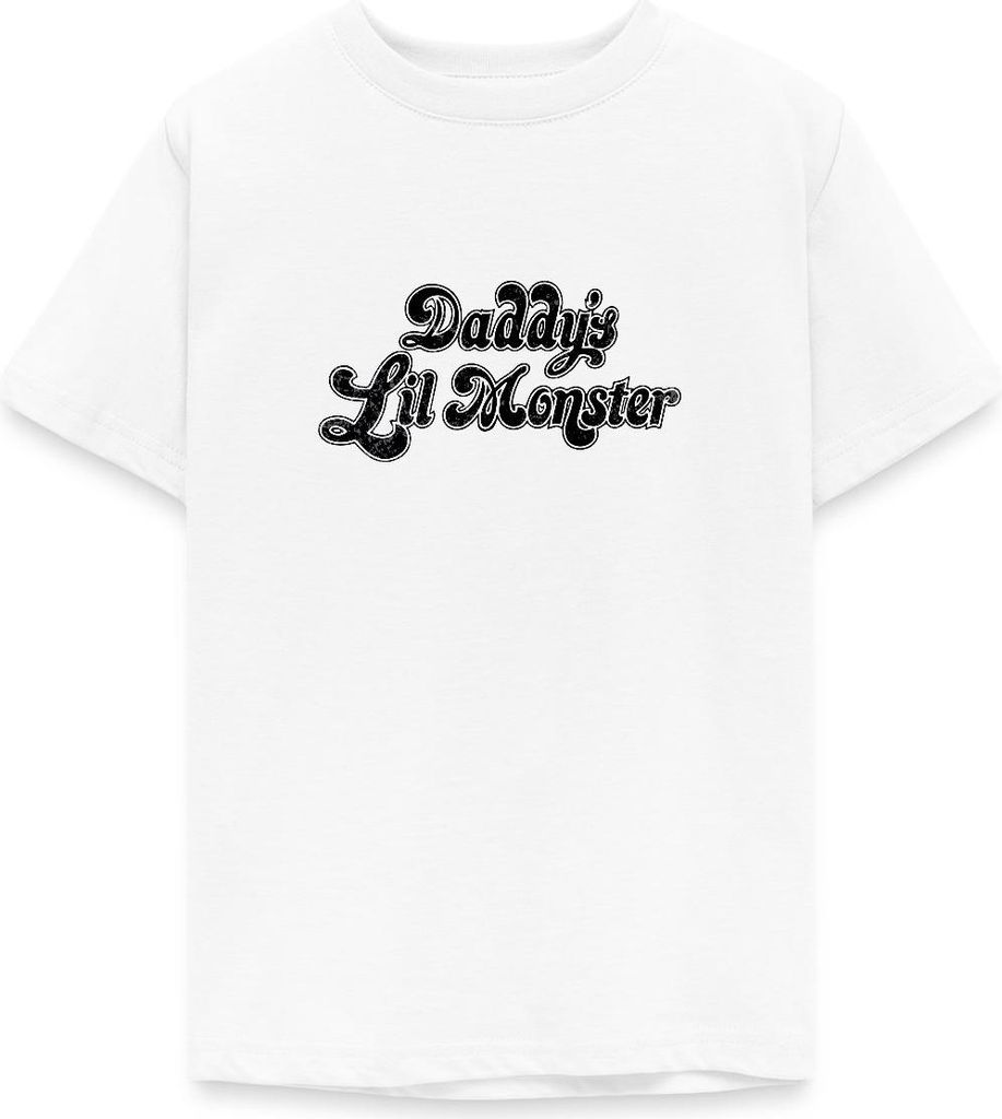 Spreadshirt Harley Quinn Daddy's Lil Monster Teenager T-Shirt, 152/164 (12-14 Jahre), Weiß