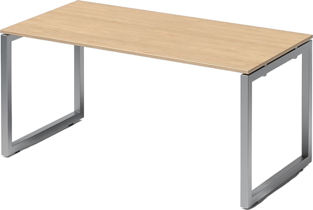 Bisley Cito Schreibtisch O-Gestell fixiert - Nachbildung Ahorn, Gestell: Silber, Größe: 160 x 80 cm
