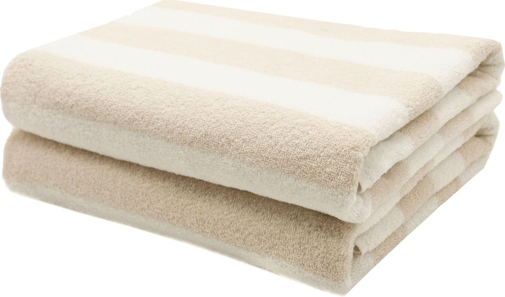 2er Set Duschtücher aus Baumwolle, 75x140 cm, beige gestreift