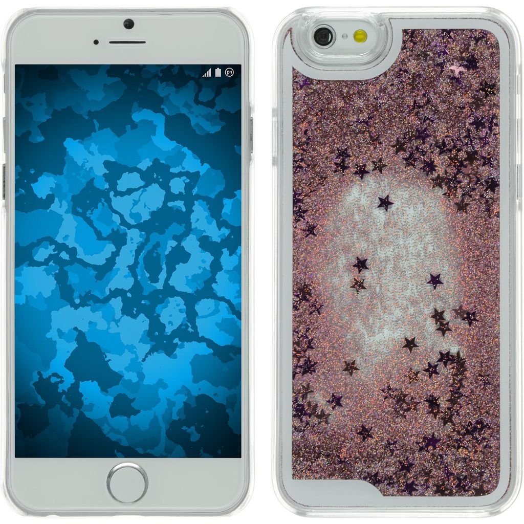 PhoneNatic Case kompatibel mit Apple iPhone 6s / 6 - Hülle rosa Stardust Hard-case + 2 Schutzfolien