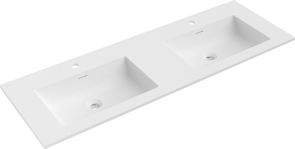 Mexen Otis Doppelwaschbecken eingelassen in die Arbeitsplatte 141 x 46,5 cm, weiß matt - 25181401D