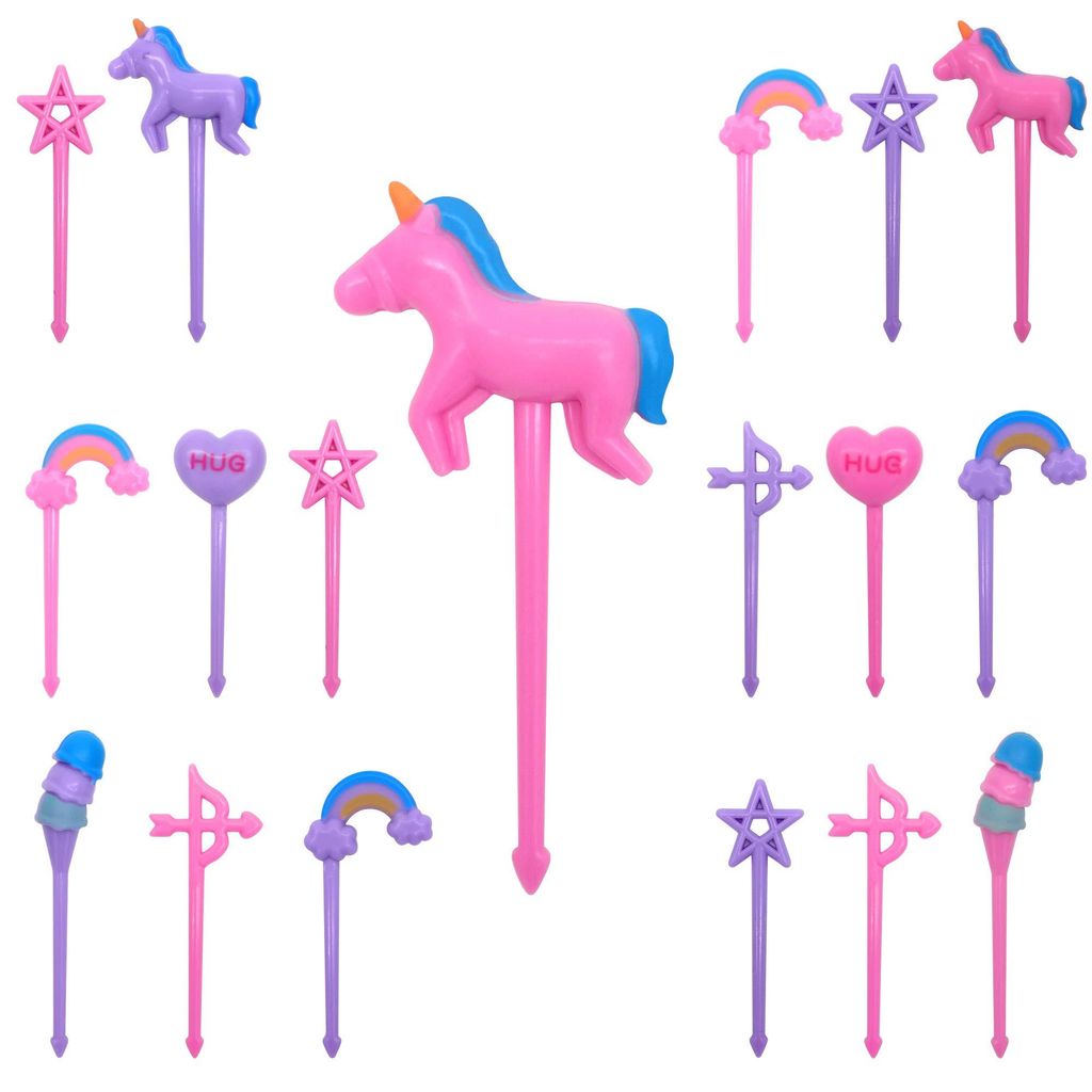 24 Mini-Einhorn-Zahnstocher für Kinder – Tierfutter, Obstschale, Bento-Box für Kinderpartys, Bento-Lunchbox