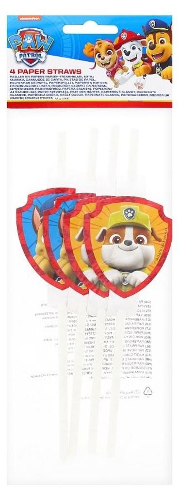Tubi di carta (cannucce) con medaglione Psi Patrol 4 pz. Immagine del prodotto 