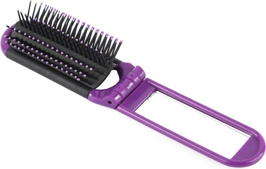 Klappbare Haarbš¹rste mit Spiegel, weiche Borsten, Kopfhautmassage, tragbar, antistatisch, zum Entwirren der Haare, Styling-Kamm, fš¹r Frauen, ...
