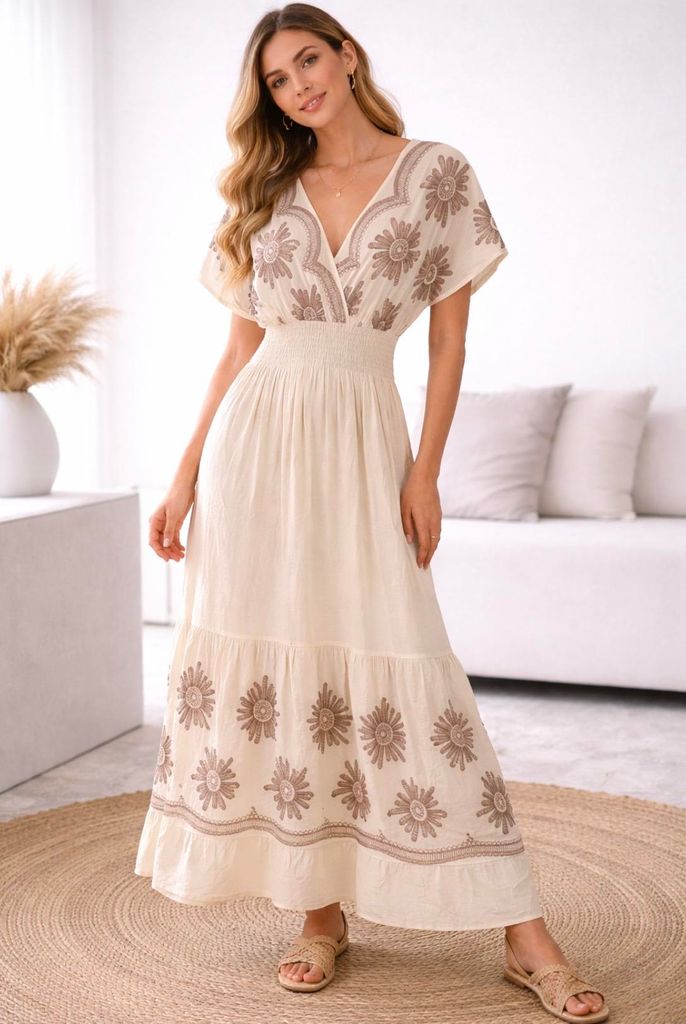 Damen Sommerkleid Mariella - Beige, M/L Farbe: Beige Größe: Produktbild 