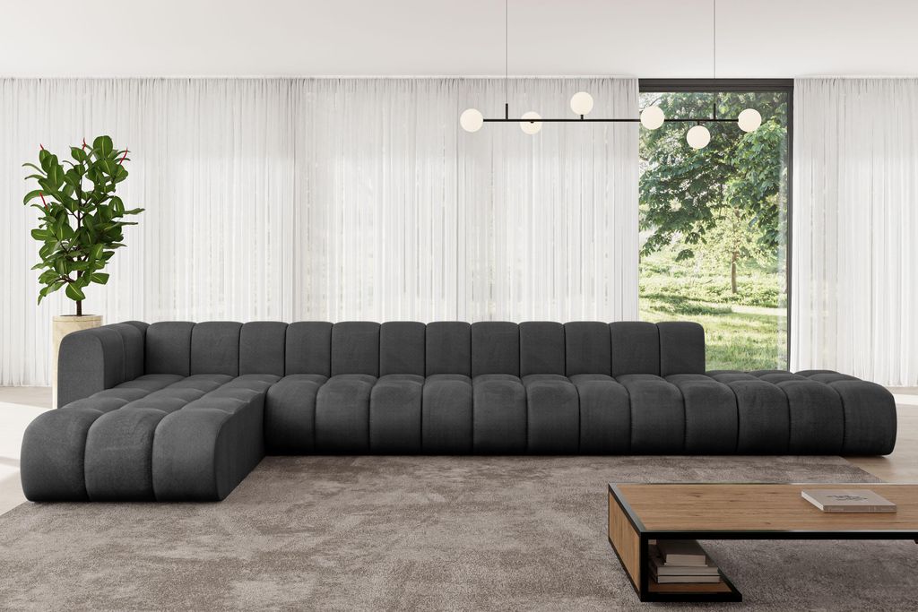 ALTDECOR Modulares Sofa Ecksofa in L-Form - Zuvon-L3 - 478x177x70 cm Schwarz - Corner modular Sofa Eckcouch Couch Wohnlandschaft Cauchsofa Bodensof...
