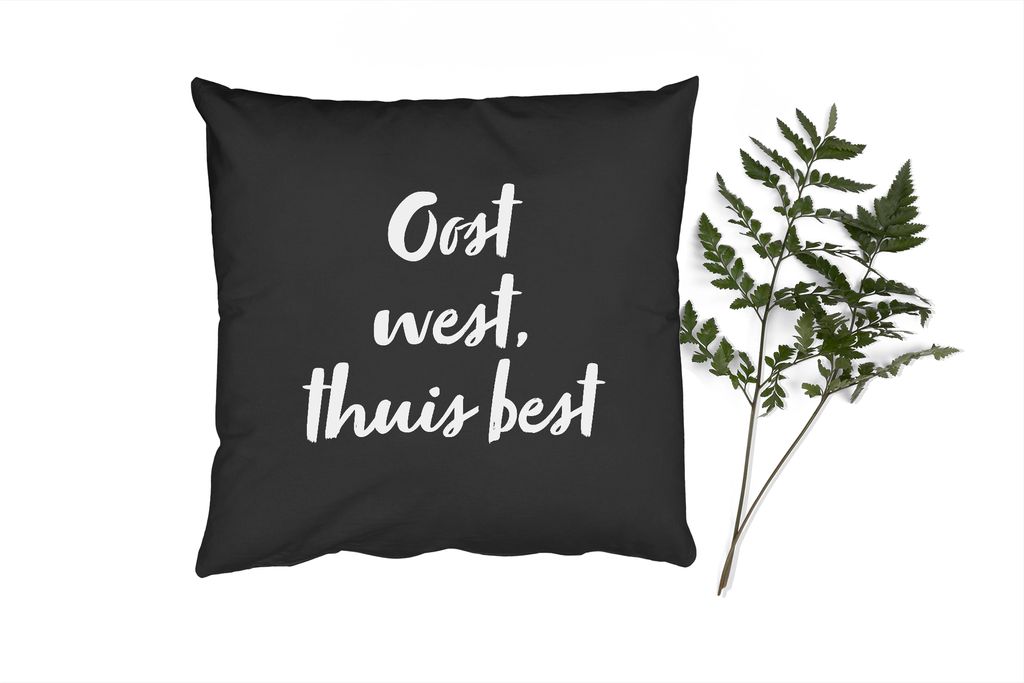 MuchoWow Zierkissen Sofakissen Wohnzimmer Dekokissen 50x50 cm Text - Trautes Heim - Zitate - Zuhause - Komfort - Sofakissen
