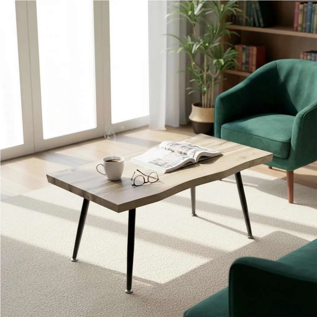 Grande table basse rectangulaire beige pour salon moderne et convivial - 10