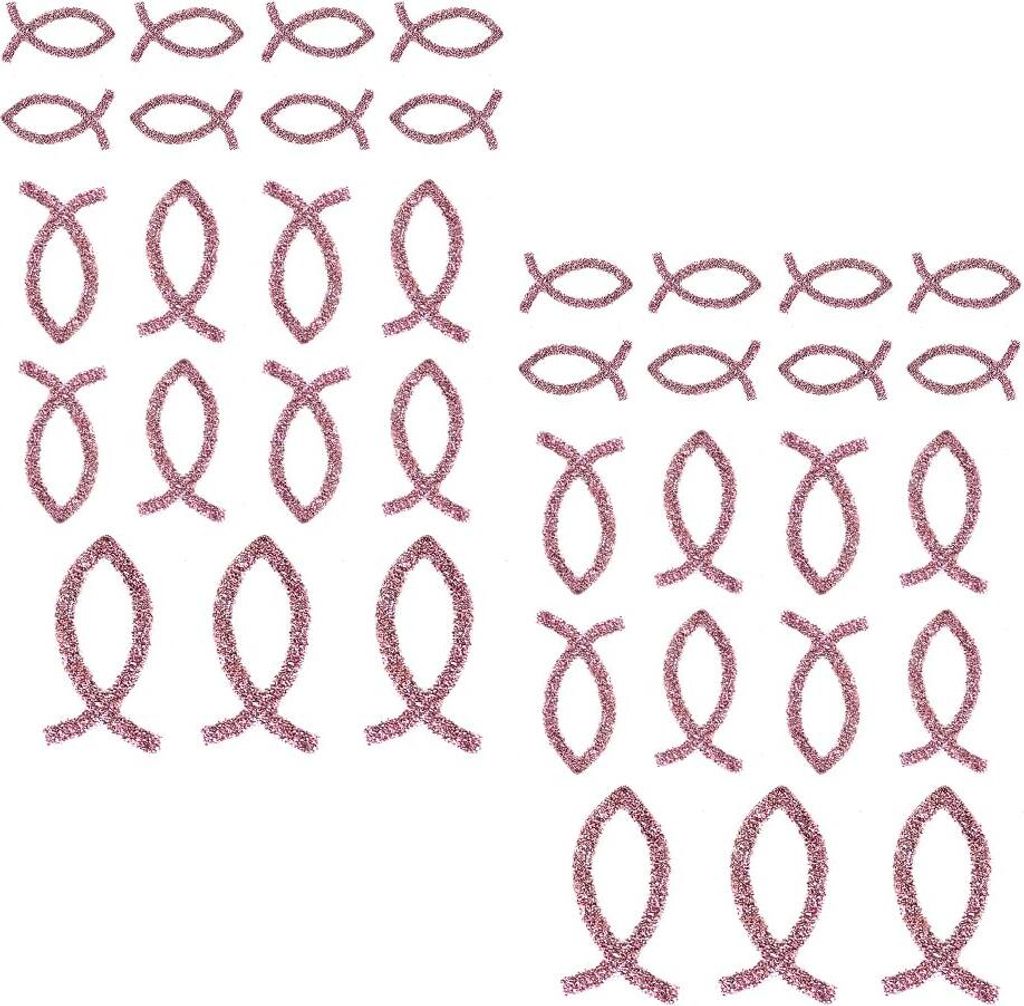 Oblique Unique 38 Fisch Sticker Glitzer Aufkleber Kommunion Taufe Tisch Deko - rosa