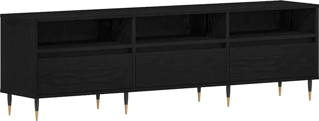 SYFAX Mobile TV Rovere Nero 150cm - Porta TV Design Legno Multistrato