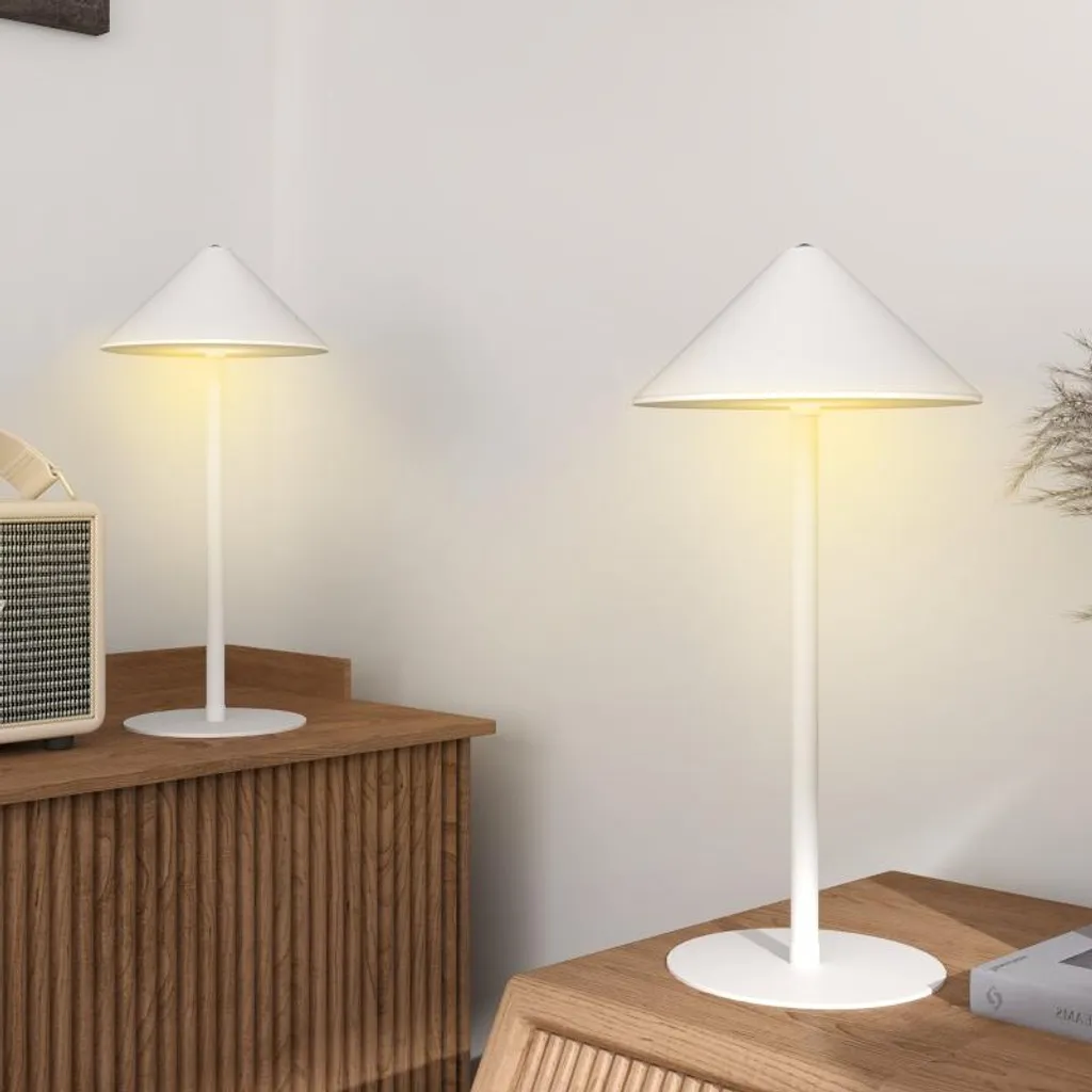 Lampe de Table Blanche Rechargeable USB A+C avec 3 Modes de Luminosité