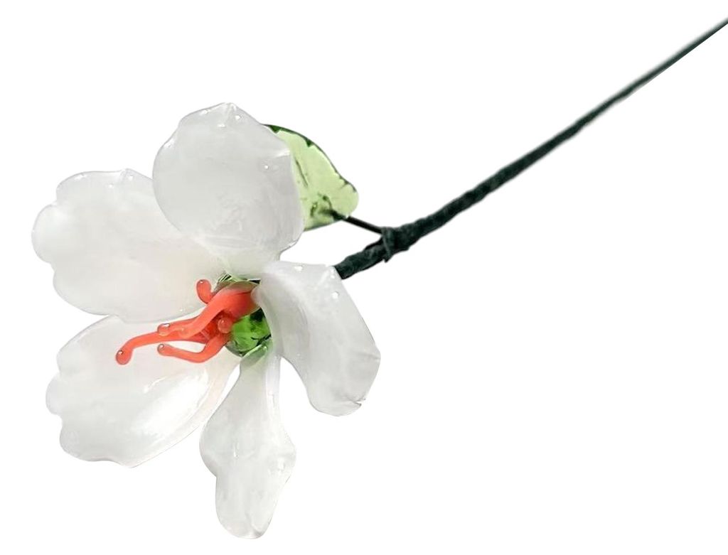 Handgeblasene Glasblume mit Drahtstiel, handgefertigte, farbig glasierte Blumenfigur, Dekoration für Wohnzimmer, Büro oder Tisch, Blumenvase, Orn...