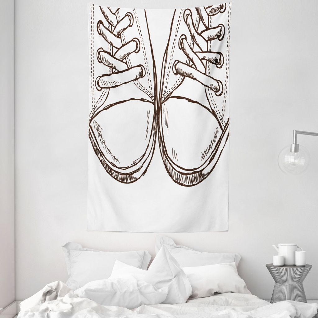 ABAKUHAUS Gekritzel Wandteppich und Tagesdecke, Turnschuhe Teen Life Art aus Weiches Mikrofaser Stoff Waschbar ohne Verblassen Digitaldruck, 140 x ...