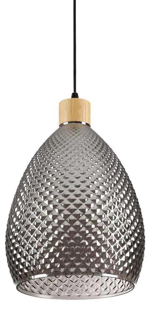 Bergen-1 Suspension contemporaine verre fumé 1 lumière E27 Ø25cm
