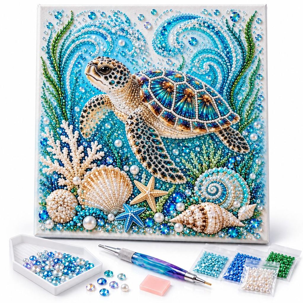 Ozeanperlen-Malset | OCEALUX Schildkröte Produktbild  KI-generiertes Bild