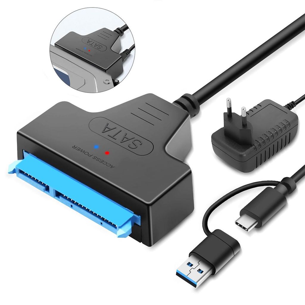 USB 3.0 SATA Adapterkabel mit UASP für 2,5 Zoll HDD und SSD Festplatten, schnelle Datenübertragung, Plug & Play