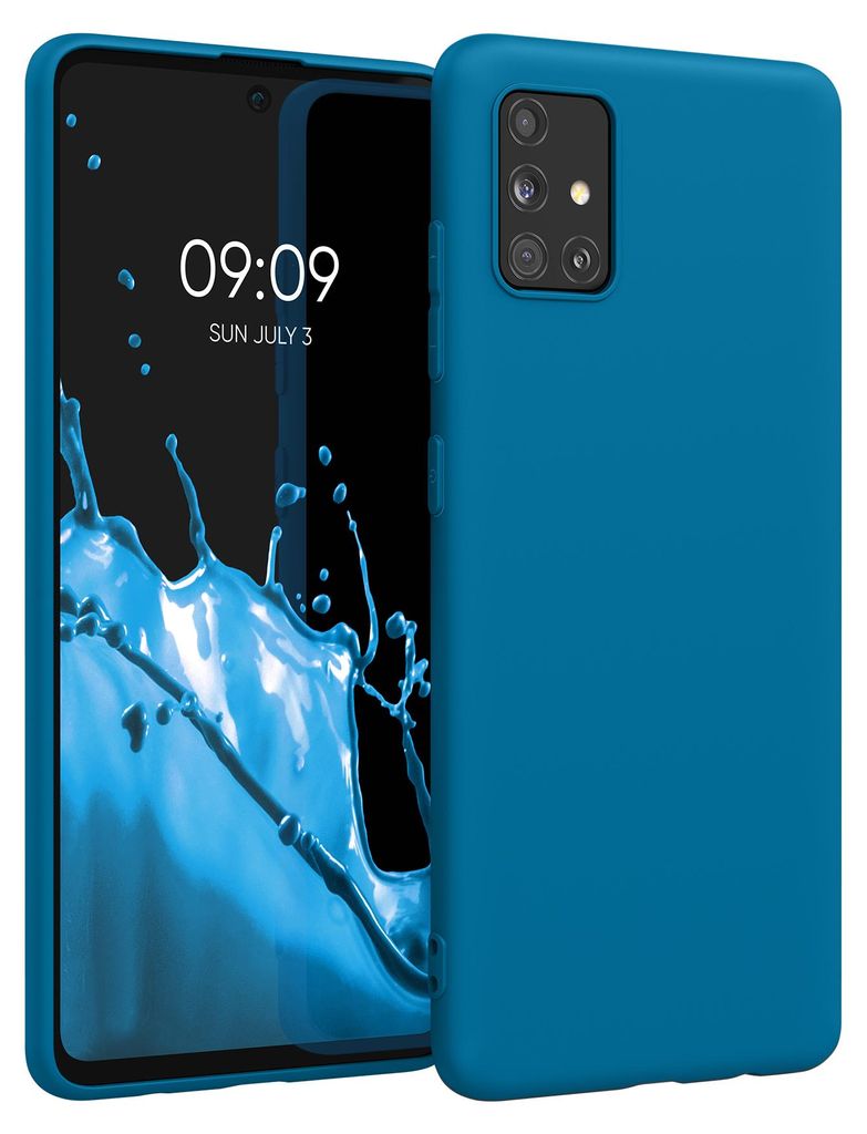 kwmobile Handyhülle für Samsung Galaxy A51 Hülle - TPU Case - Kabelloses Laden - Schutzhülle Cover in Blue Reef