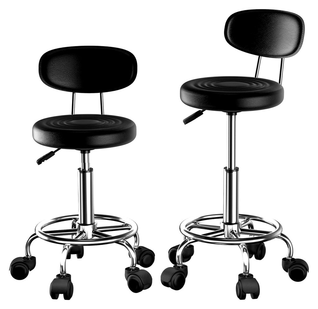 2er Set Höhenverstellbare Bürohocker, Stehhocker mit 360° Drehfunktion, Ergonomischer Hocker mit Sitzhöhe von 47-62 cm, Arbeitshocker mit Rück...