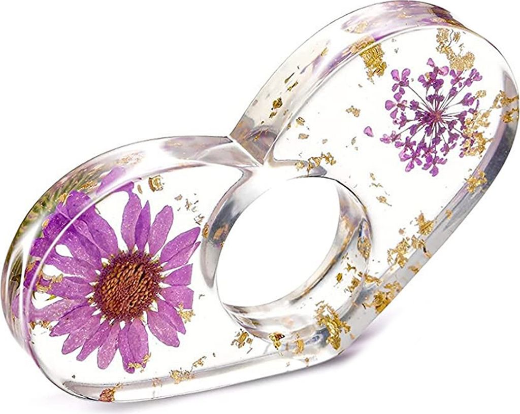 Buchseitenhalter, transparent, getrocknetes Blumendesign, glatte Kante, natürlicher Stil, Lesehilfe, wiederverwendbar, handgefertigt, Daumen-Buchs...