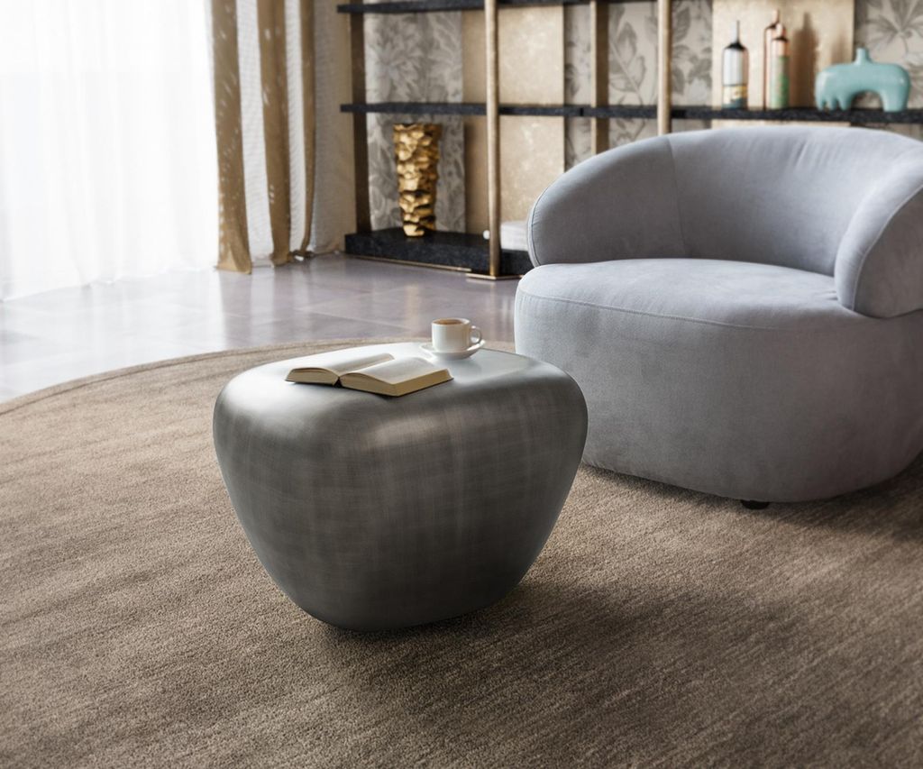 DELIFE Couchtisch Caramia 65x55 cm Metallic Silber