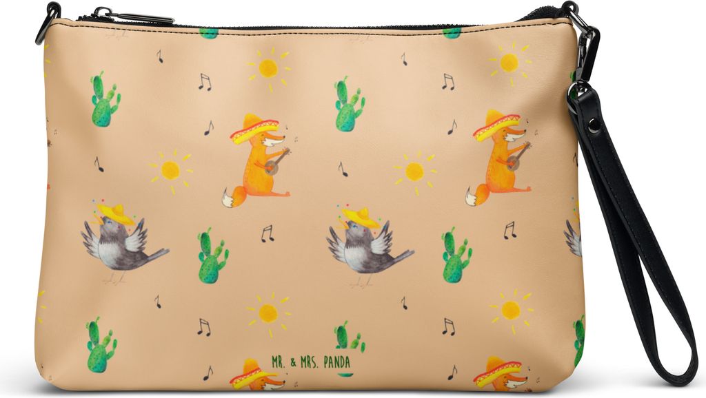 Mr. & Mrs. Panda Damentasche Rabe Sombrero - Beige - Geschenk, Elster, Vögel, Clutch, Umhängetasche Damen, Motivation, Vogel, Tasche, kleine, Spr...