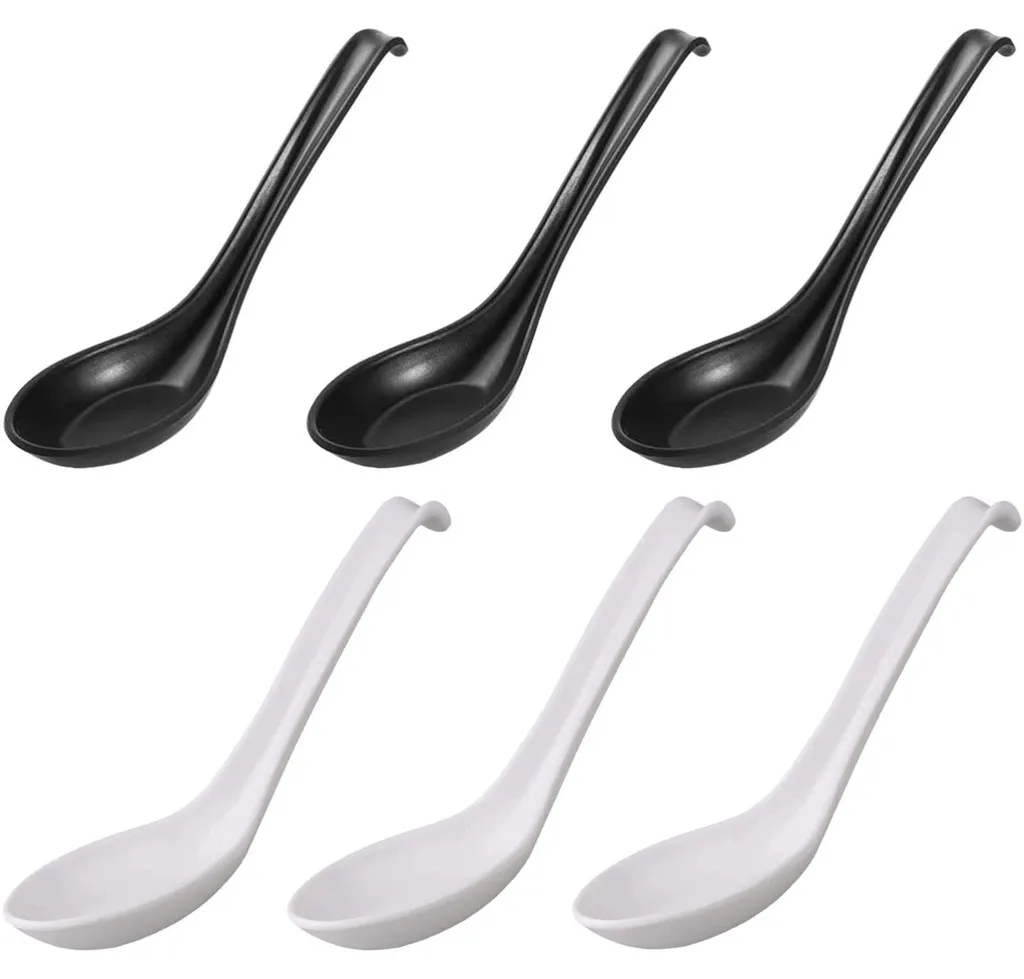 Lot de 6 cuillères incassables en mélamine pour soupe Ramen et Bouillons