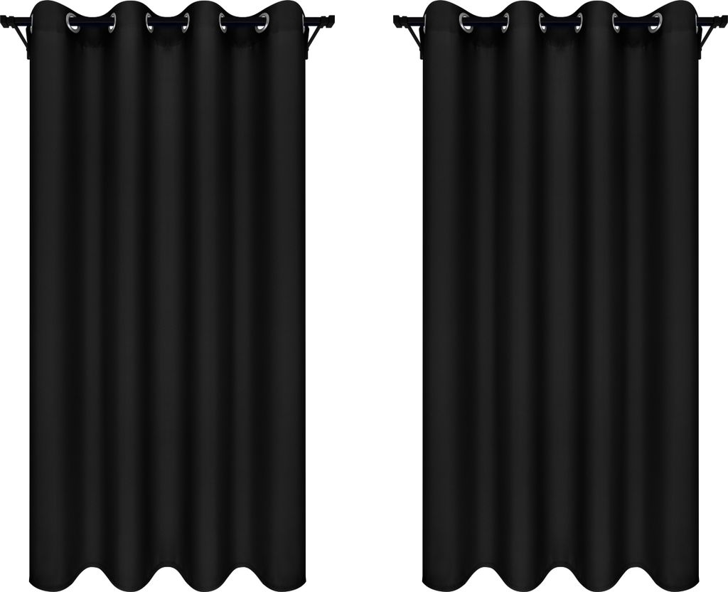Vorhänge mit Ösen 140x240 cm 2 Stücke Schwarz Fertige Blickdichte Gardinen