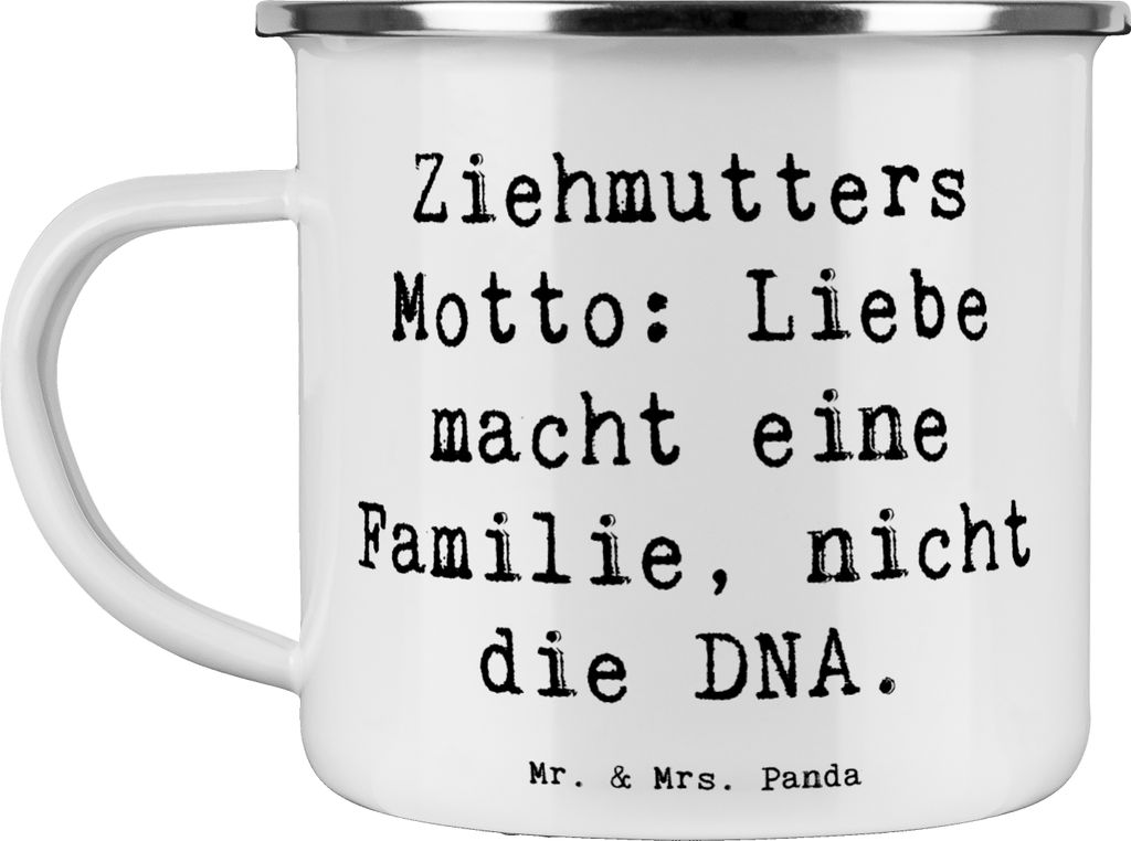 Mr. & Mrs. Panda Pott Spruch Ziehmutter Liebe - Weiß - Geschenk, Dankeschön, Fürsorge, nicht die DNA, Teetasse, Emaille Becher, Bonusmutter, Tas...