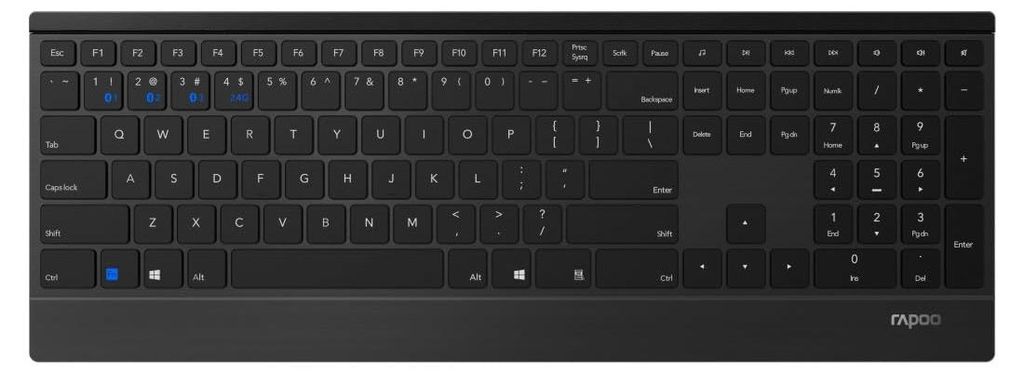 Rapoo 9500M Multi-Mode-Deskset Draadloos, Zwart Productafbeelding 