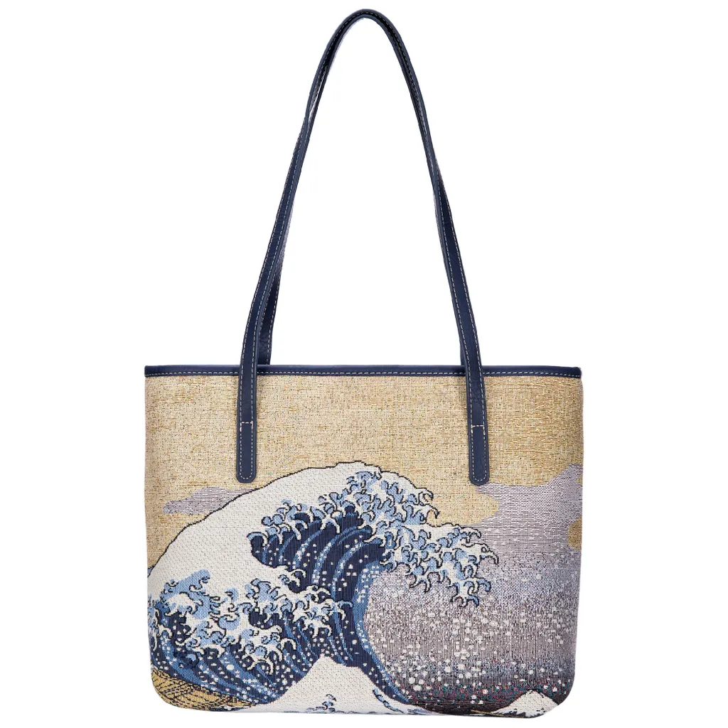 Petit sac d'épaule Goebel Hokusai en satin bleu - Finition haut de gamme