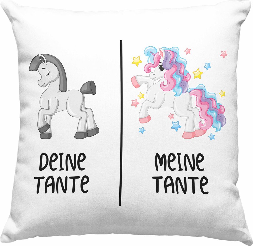 Trendation - Beste Tante Geschenk Deko-Kissen mit Füllung 40x40 mit Spruch Deko-Kissen mit Füllung 40x40 für Tante Coole Tante Einhorn (Grün)