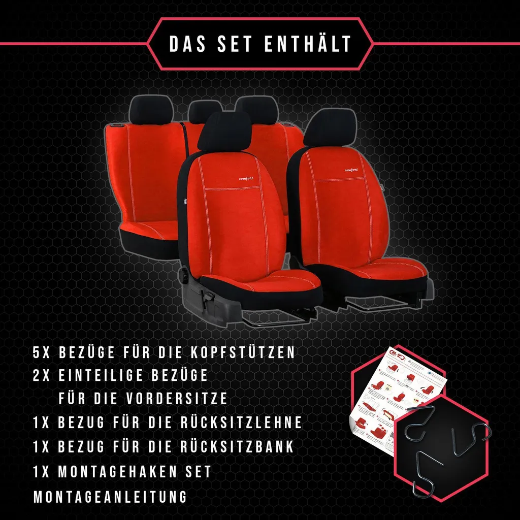 Set 3 Coprisedili Auto Arancio Ford Fiesta MK5 - Look Sportivo Universale - 9