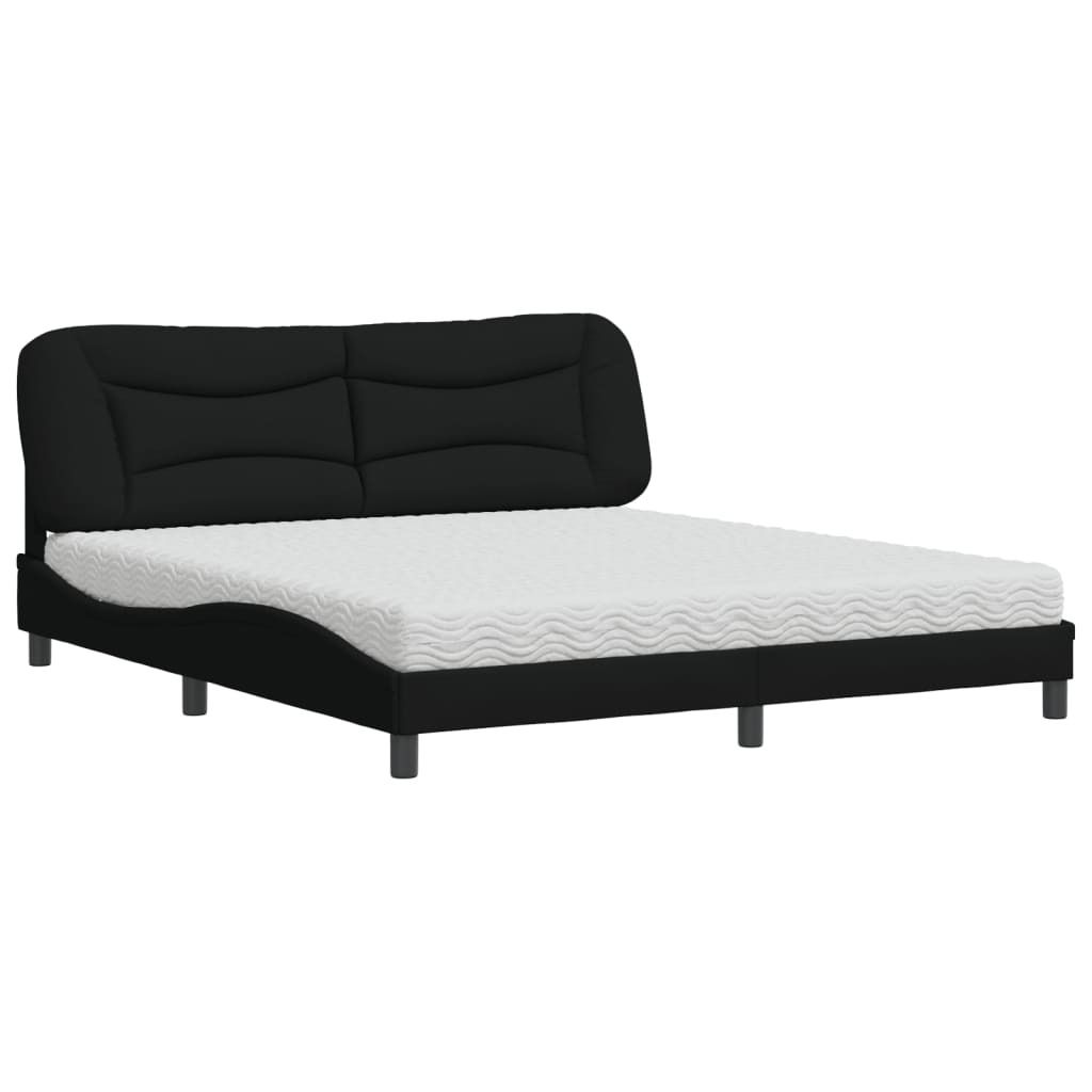 SYFAX Bett mit Matratze "Hvar" Schwarz 180x200 cm Stoff