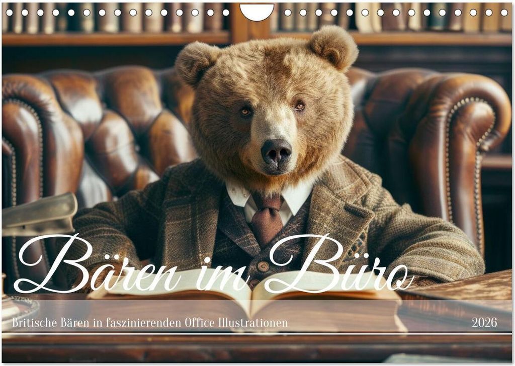Bären im Büro (Wandkalender 2026 DIN A4 quer), CALVENDO Monatskalender