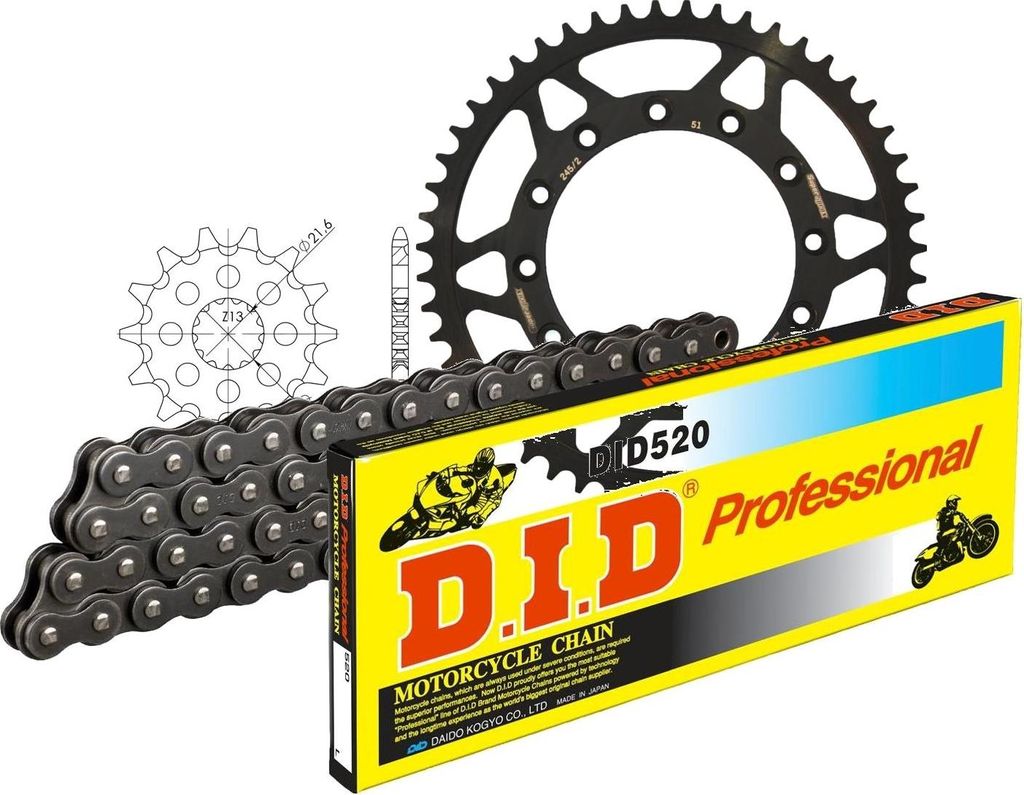 DID Kit Stahl Kompatibel mit Yamaha YZ450 F 05-05 14-51-114 DID520 Clip