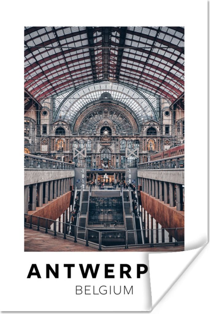 MuchoWow Poster Antwerpen - Belgien - Zug 80x120 cm - Papierdruck