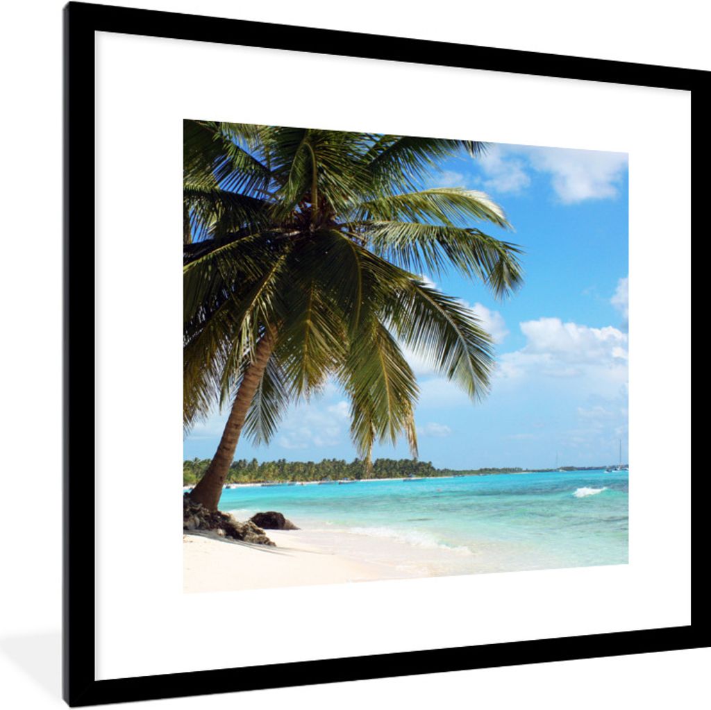 MuchoWow Gerahmtes Poster Palme - Tropisch - Wolken 40x40 cm - Poster mit Schwarzem Bilderrahmen Wandposter Rahmen Foto Bilder - Poster - Plakat ...