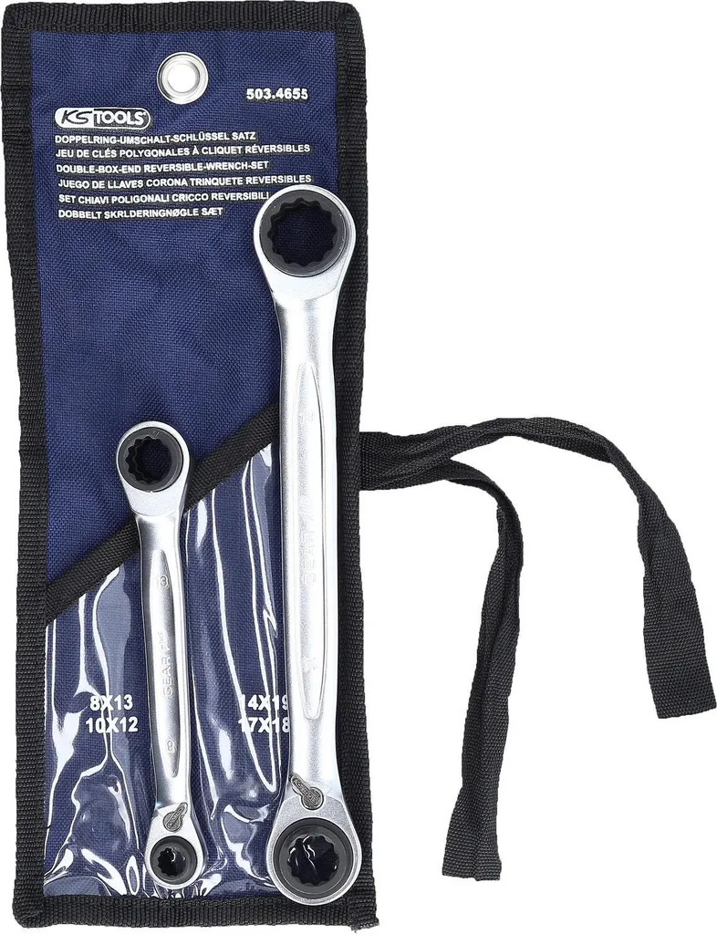 Jeu de clés à cliquet réversibles 4 en 1 KS Tools GEAR+ 503.4655 Inox - 2